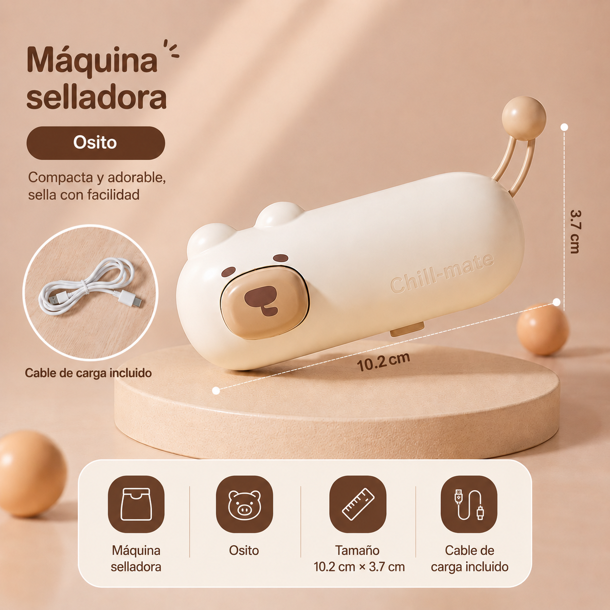 Mini sellador térmico recargable